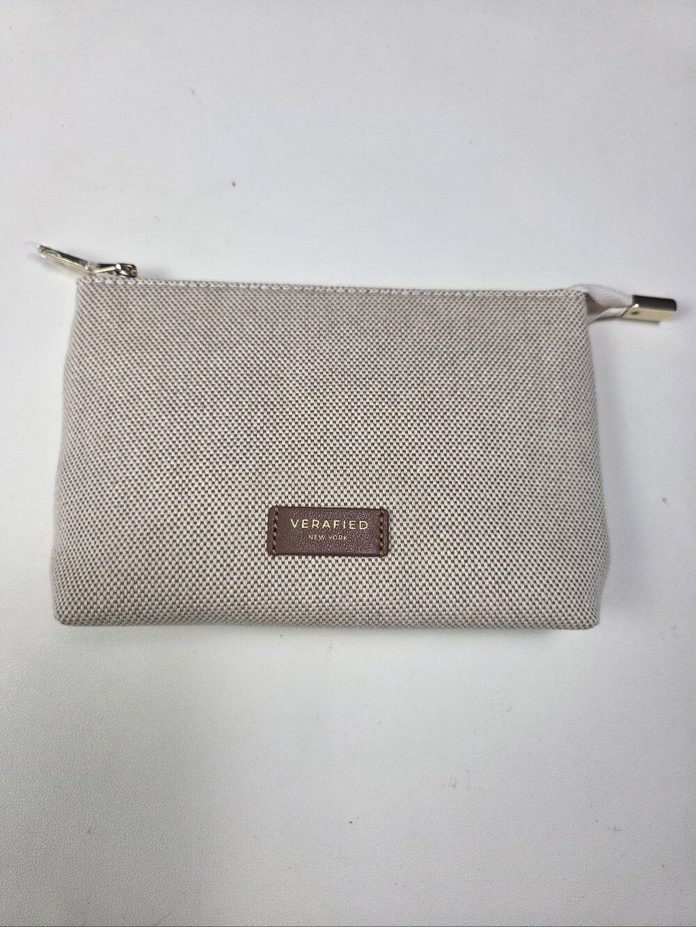 VERAFIELD Beige Canvas Zip Pouch NEW